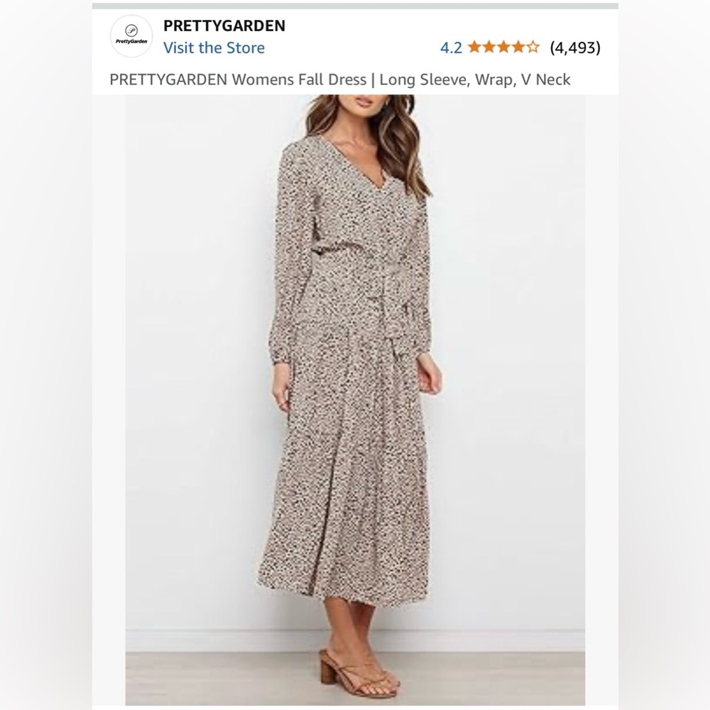 PRETTY GARDEN LONG SLEEVE ANIMAL PRINT MAXI WRAP DRESS- NWOT